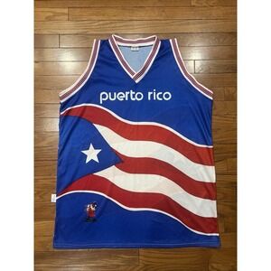 Puerto Rico Flag Jersey Tank Top 2XL 3XL Basketball Style Mesh Shirt